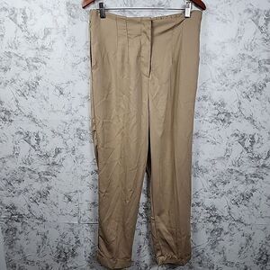 Jayne Tan Khaki High Rise Pleated Straight Leg Trousers Pants XL NWT Workwear